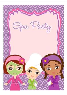 a spa party with three women in front of a pink background