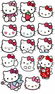 the hello kitty stickers are all different colors