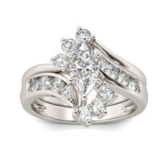 a white gold engagement ring set with diamonds