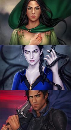 the four avatars from disney's maleficent are shown in three different colors