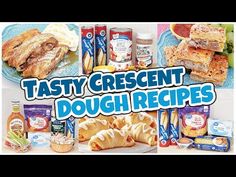 an advertisement for tasty crescent doughnuts on a table with other snacks and condiments