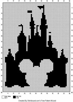 a black and white cross - stitch pattern with the silhouettes of buildings on it