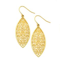 Yellow Gold Oval Filigree Earrings, Oval Yellow Gold Filigree Earrings, Gold Oval Earrings With Intricate Design, Elegant Oval Earrings With Intricate Design, 14k Yellow Gold Marquise Earrings, Gold Oval Earrings With Elegant Design, Marquise Yellow Gold Earrings, Formal Marquise Jewelry With Intricate Design, Elegant Gold Marquise Cut Earrings