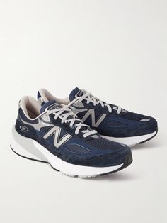 From classic 'dad shoe' to streetwear staple, New Balance's '990' sneakers have earned cult status over the last few years. Made from suede and mesh, this 'v6' pair maintains the original style's panelled design but has a chunkier sole. Inside, you'll feel slightly more cushioning and support thanks to the addition of FuelCell foam. Sneakers Uk, Dad Shoe, New Balance Blue, Mesh Sneakers, Sneakers For Men, New Balance Sneakers, Latest Sneakers, Suede Sneakers, Blue Shoes