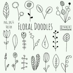 the floral doodles are hand drawn and ready to be used in your project or design