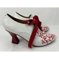 Beautiful Baroque Embroidery. These Are Used Shoes With Condition Pictured Baroque Embroidery, Bird Shoes, John Fluevog Shoes, Fluevog Shoes, John Fluevog, Used Shoes, Red White, Red And White, Size 7