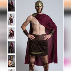 an image of a man dressed up in roman armor and gladia garb with his hands on his hips