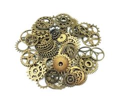 These vintage style gears are great for jewelry making, scrapbooking, and more! They feature assorted styles and sizes. You will receive 70 pieces. -Assorted sizes and styles: up to 40mm -Antiqued bronze alloy Material: antiqued metal alloy Steampunk Crafts, Steampunk Gears, Steampunk Costume, Watch Parts, Diy Crafts Jewelry, Metal Gear, Antique Metal, Diy Schmuck, Steampunk Fashion