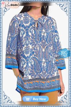 Paisley V Neck Casual Loose Blouse Loose Blouse, Tunics, Paisley, V Neck