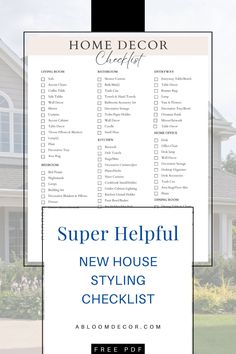 New House Styling Checklist Room By Room Checklist, Free Wall Art Prints, New House Decor, Free Home Decor, Decor Checklist, Room Checklist, House Styling, Kitchen Desks, Candle Table Decorations