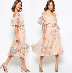 ad eBay - ASOS Floral Bardot Off The Shoulder Midi Dress - Buy Now, click the link (eBay) Midi Prom Dress, Off The Shoulder Midi Dress, Bardot Neckline, Off The Shoulder Dress, White Dresses, Buy Dress, Brands Outlet, Women Dresses, Dress Clothes For Women