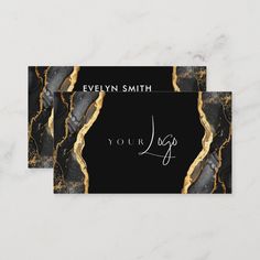 black and gold marble business card