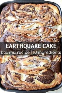 Earthquake Cake starts with a box of german chocolate cake mix, then add in coconut, chocolate chips, pecans, and a yummy cream cheese swirl! You don’t have to frost this cake because the cream cheese mixture becomes a layer of frosting INSIDE the cake. It cracks open after baking, resulting in the name - Earthquake cake! One of the best cakes to serve for a party. #earthquakecake #cake Cream Cheese Swirl, Earthquake Cake, The Best Cakes, German Chocolate Cake Mix, Best Cakes, Torte Cupcake