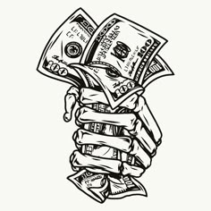 a stack of money in the shape of a hand