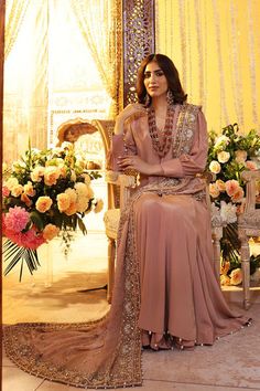 Buy Pakistani Wedding Dress in Angrakha and Sharara Style, an elegant attire adorned with hand-crafted embellishments and luxury designs. Fast shipping. Angrakha Frock, Angrakha Dress, Sharara Style, Sharara Dress, Sharara Pants, Pakistani Wedding Dress, Elegant Attire, Pink Shade, Pink Colour