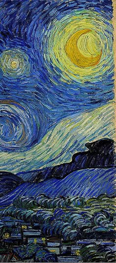 an image of a painting that looks like the starry night