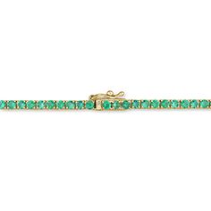 Ross-Simons - 7.50 ct. t. w. Emerald Tennis Necklace in 14kt Yellow Gold. 16". Brimming with 7.50 ct. t. w. round emeralds of a substantial size, our vibrant gemstone necklace offers a colorful take on a classic tennis design. Finely crafted in polished 14kt yellow gold, it would be a lavish heirloom-quality statement for the May-born or any true emerald enthusiast. Figure 8 safety. Box clasp, emerald tennis necklace. Emerald birthstones are the perfect gift for May birthdays. Yellow Gold Tennis Necklace For Anniversary, Formal Round Single Strand Emerald Necklace, Anniversary Yellow Gold Round Tennis Necklace, Anniversary Yellow Gold Tennis Necklace, Anniversary Gemstone Tennis Necklace, Anniversary Round Gemstone Tennis Necklace, Round Gemstone Tennis Necklace Fine Jewelry, Round Yellow Gold Single Strand Tennis Necklace, Classic Emerald Necklace In Yellow Gold