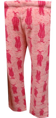 Hysterical! These lounge pants for women feature A Christmas Story's Ralphie in his famous bunny costume, looking like a pink nightmare! These soft fleece pajama pants are machine washable with a covered elastic waistband with drawstring tie. Perfect for the Christmas season, while you watch this modern classic! Pink Sweatpants With Elastic Waistband For Loungewear, Casual Pink Sweatpants For Pajamas, Casual Pink Sweatpants For Pajama Party, Pink Cotton Sweatpants For Pajama Party, Pink Relaxed Fit Pants For Pajama Party, Pink Sweatpants For Lounging, Pink Relaxed Fit Pants For Bedtime, Pink Elastic Waistband Bottoms For Bedtime, Pink Pants With Elastic Waistband For Sleepover