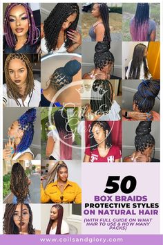 50 Fabulous Box Braids Protective Styles on Natural Hair with Full Guide for 2024 - Coils and Glory Box Braids Protective Styles, Styles On Natural Hair, Braids Protective Styles, Pink Box Braids, Deep Wave Crochet Hair, Box Braids Styles, Styles For Natural Hair, Ocean Wave Crochet Hair, Style Braids