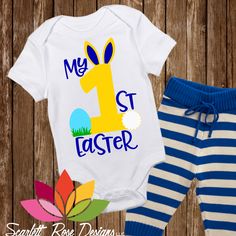 My First Easter, Easter Bunny SVG, DXF cut file #baby-boy #baby-first #baby-first-easter First Easter Pictures, Toddler Boy Easter, Svg Shirts, Baby First Outfit, Easter Shirts For Boys