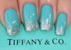 Tiffany nails / Essie Turquoise & Caicos Tiffany Blue Nails, Tiffany Nails, Breakfast At Tiffany's, Breakfast At Tiffanys, Fancy Nails, Creative Nails, Love Nails, Mani Pedi