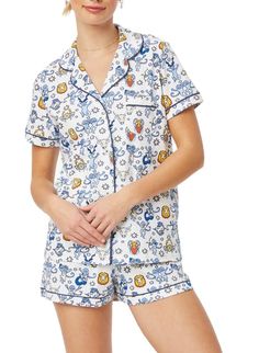 PRICES MAY VARY. Matching Pajamas Set Material: The Super Soft Pajama Set is made of Polyester blend, breathable and cozy, lightweight and skin-friendly. Short sleeve sleepwear top and pajama shorts set. Two-Piece Sleepwear Pajama Set Feature: Top: button down, collared, relax fit, loose fit baggy pjs top, short/long sleeve,cute/novelty/funny printed shirt top. Bottom: elastic waistband, high waist loose fit shorts pants pjs shorts. Pjs Sets for Women Design: Silk pajamas for women, satin pajama Dirndl Outfit, Summer Sleepwear, Barbie Mode, Crop Top Designs, Bandeau Tops, Roller Rabbit, Mini Robes, Sleepwear Sets, Sleepwear & Loungewear