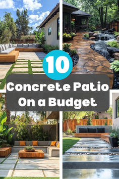 Concrete Patio on a budget Uncovered Front Patio Ideas, Create A Patio On A Budget, Outdoor Extended Patio Ideas, Slab Patio Ideas, Concrete And Gravel Patio, Update Concrete Patio, Extend Concrete Patio With Pavers, Small Concrete Backyard Ideas, Small Back Yard Ideas On A Budget Diy Patio Makeover