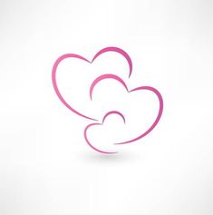 two hearts in the shape of clouds on a white background