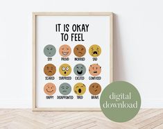 it is okay to feel poster with different emoticions