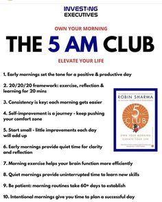 the 5 am club flyer with information about how to use it