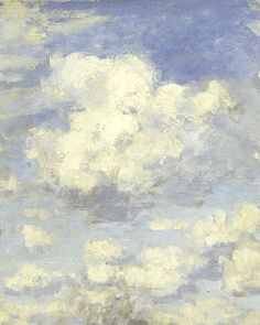 a painting of clouds in the blue sky