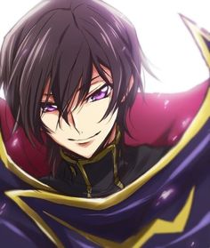 an anime character with black hair and purple eyes, wearing a cape over his shoulders