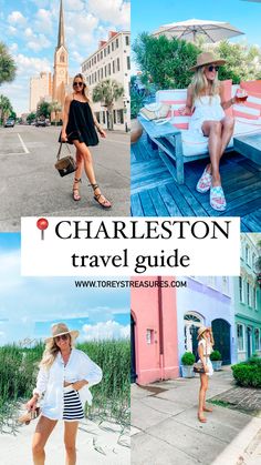 the charleston travel guide is featured in this collage