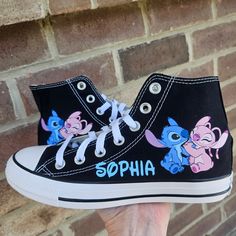 So adorable! She will love these. Exactly as shown but with your child's name on the shoes. Sneakers For Girls, High Tops Sneakers, Girls Shoes Sneakers, Stitch And Angel, Sneakers Athletic, So Adorable, Girls Sneakers, Kid Names, Girls Shoes