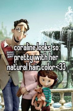 an image of two cartoon characters with the caption coraline looks so pretty with her natural hair color - 33