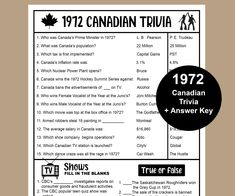 the canadian trivia answer sheet for 1932