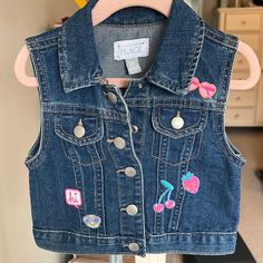 Children’s Place Denim Vest With Pink Accents. Size 2t. No Tags And Never Worn. Like New. Playful Cotton Denim Jacket With Pockets, Blue Cotton Denim Jacket For Playtime, Cute Medium Wash Cotton Outerwear, Cute Denim Blue Spring Outerwear, Denim Blue Cute Spring Outerwear, Playtime Denim Jacket With Pockets, Spring Playwear Cotton Outerwear, Spring Cotton Outerwear For Play, Cute Cotton Denim Jacket With Pockets