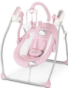 a baby swing with hello kitty on it