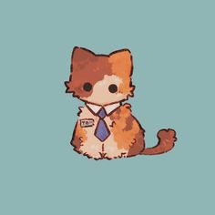 a drawing of a cat wearing a tie and sitting on the ground with its paws crossed