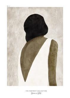 an abstract painting of a woman's back in black and white, with the words portrait collection on it