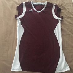 New, Never Worn Athletic Breathable Material Apple Shirt, Maroon Top, Adidas White, Athletic Shirts, Adidas Tops, Muscle Tees, White Adidas, Red Apple, Fancy Dresses