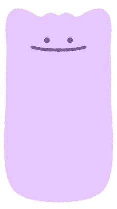 a purple square with two eyes and a smile drawn on the bottom half of it