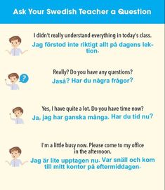 an english conversation with the words ask your swedish teacher a question