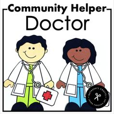 a book cover for community helper doctor with an image of two people holding hands