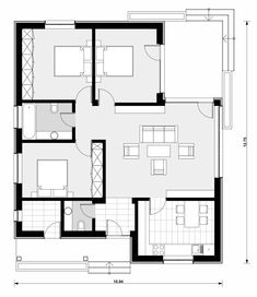 the floor plan for a two bedroom apartment with an attached kitchen and living room area