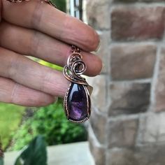 Protecting Your Energy, Purple Quartz, Necklace Purple, Wrapped Necklace, Twisted Wire, Wire Wrapped Necklace, Energy Field, Swirl Design, Quartz Pendant