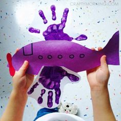 Infant Transportation Crafts, Handprint Airplane, Plane Crafts Preschool, Air Plane Crafts For Kids, Toddler Transportation Activities, Plane Crafts For Kids, Transportation Activities For Toddlers, Airplane Crafts For Kids