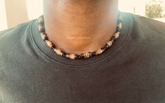 An elegant unique Beaded necklace.  This piece is bold with minimal effort and can be worn for many everyday and for special occasions. Perfect Gift for Him.. Ebony Jewelry With Wooden Beads For Gifts, Ebony Jewelry With Wooden Beads As A Gift, Handmade Ebony Necklaces For Gifts, Handmade Ebony Necklace For Gift, Mens Beaded Necklaces, Necklace African, Bone Necklace, African Necklace, Ethnic Necklaces