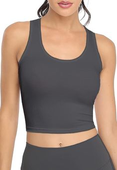 Lezat Tank Elsa Organic Cotton Racerback Tank - Dark Heather Grey Organic Cotton Fabric, Bra Top, Independent Designers Fashion, Natural Fabrics, Spandex Fabric, Bra Tops, Racerback Tank, Jersey Fabric, Effortless Style