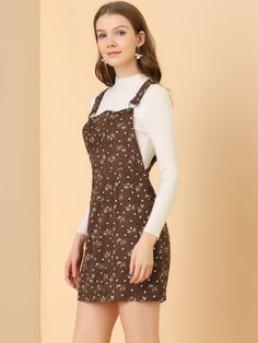 Shop Allegra K for Adjustable Strap Pinafore Corduroy Floral Bib Overalls Dress you are looking for, get more women's Skirts for yourself. Order now! Free Returns！ Spring Long Sleeve Pinafore Dress, Casual Brown Pinafore Dress For Spring, Spring Brown Pinafore Dress, Casual Brown Pinafore Dress For Summer, Casual Knee-length Fitted Pinafore Dress, Casual Fitted Knee-length Pinafore Dress, Overalls Dress, Bib Overalls, Women's Skirts